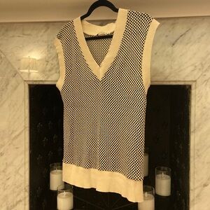 Zara black and white checkered sweater vest. Size small